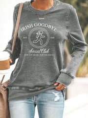 Damen Irisches Goodbye bedrucktes Casual Sweatshirt