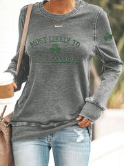 Damen Irisches Goodbye bedrucktes Casual Sweatshirt
