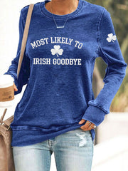 Damen Irisches Goodbye bedrucktes Casual Sweatshirt