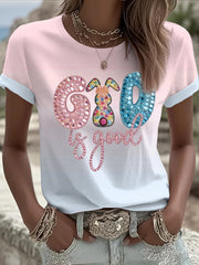 Frauen Oster gott ist gut bedrucktes T-Shirt