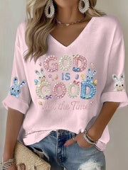 Damen-Osterhase-Kunstdruck-Lässiges T-Shirt
