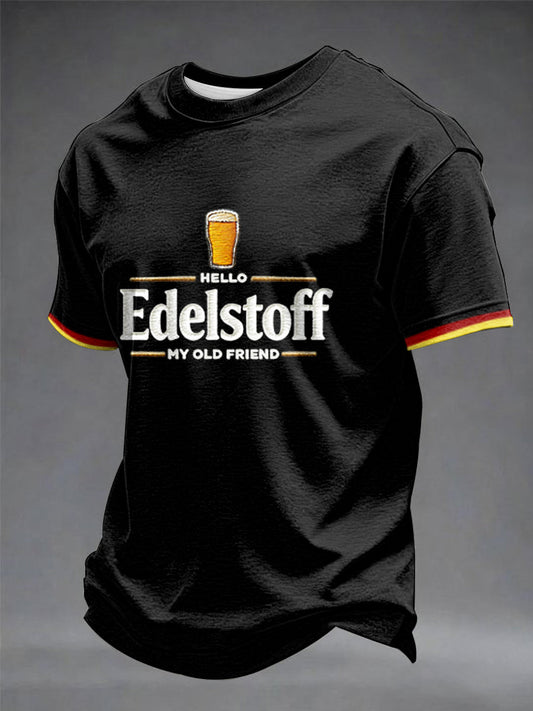 Herren-T-Shirt mit Bierliebhaber-Print und kurzen Ärmeln