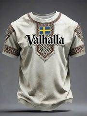 Herren-T-Shirt im schwedischen Wikingerstil mit Valhalla-Print