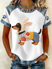 Damen Oster Dackel Bunny Kostüm Waffel Oberteile
