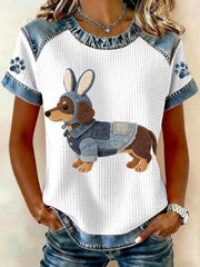 Damen Oster Dackel Bunny Kostüm Waffel Oberteile