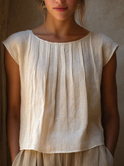 Einfaches einfarbiges Leinenhemd für Damen