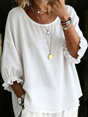 Damen lässiges elegantes Hemd mit 3/4-Ärmeln