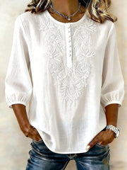 Frauen-T-Shirt aus Baumwolle und Leinen