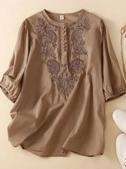 Frauen-T-Shirt aus Baumwolle und Leinen