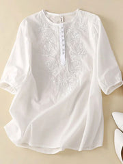 Frauen-T-Shirt aus Baumwolle und Leinen