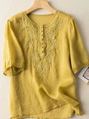 Frauen-T-Shirt aus Baumwolle und Leinen