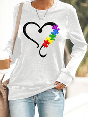 Damen-Autismus-Bewusstseins-Band Polyester-Taillierte Sweatshirt