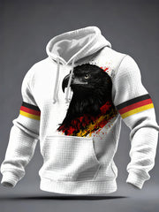 Herren-Kapuzenpullover aus Baumwolle mit deutschen Adler-Print und Karomuster