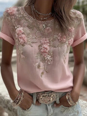 Blumen bedrucktes T-Shirt für Damen