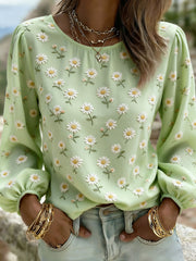 Damen Daisy Kunstdruck Casual T-Shirt
