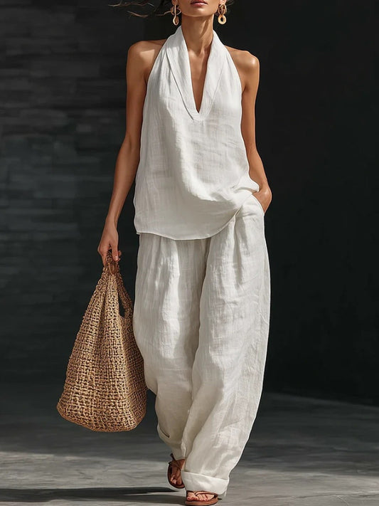 Damen-Set aus Leinenweste und Unterteil