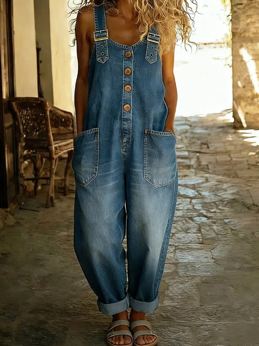 Damen-Lässiger Denim-Jumpsuit