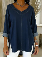 Damen-Denim-Top mit V-Ausschnitt