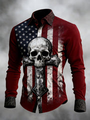 Herren-Shirt mit Totenkopf, Glauben und Kreuz-Print