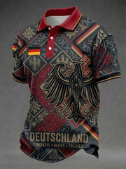 Herren-Deutschland-Print-Hemd mit kurzen Ärmeln