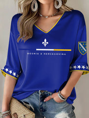 Damen-T-Shirt Bosnien ZMAJEVI mit Fußballmotiv und Aufdruck