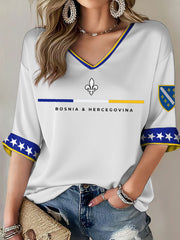 Damen-T-Shirt Bosnien ZMAJEVI mit Fußballmotiv und Aufdruck
