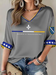 Damen-T-Shirt Bosnien ZMAJEVI mit Fußballmotiv und Aufdruck