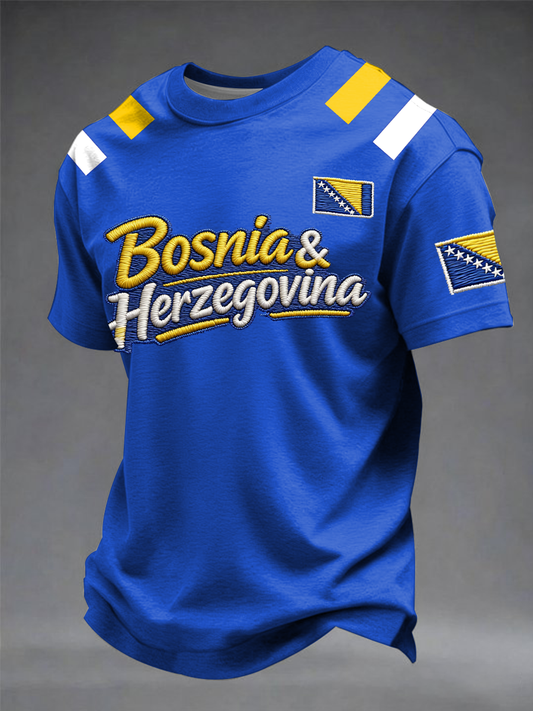 Herren Bosnien ZMAJEVI Fußballfan bedrucktes Kurzarm-T-Shirt