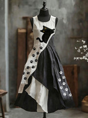 Damen Gat Print Farb block Kleid
