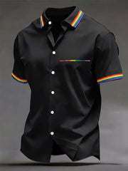 Herren Pride Month Regenbogen-Print Lässiges Kurzarm-Shirt