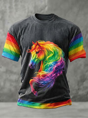 Herren Regenbogen Tier Kunst Print Casual T-Shirt