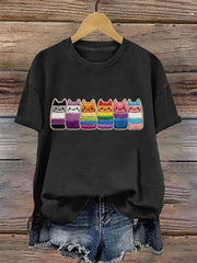 Frauen-Pride-Monat T-Shirt mit Katzen-Print