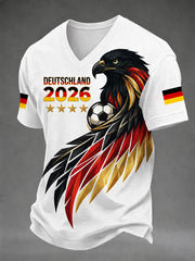 Bedrucktes T-Shirt mit V-Ausschnitt für Männer Deutscher Fußballfan