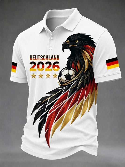 Herren deutscher Fußballfan bedrucktes lässiges T-Shirt