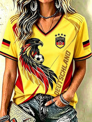 Frauen Deutschland Fußball Fan Kurzarm T-Shirt