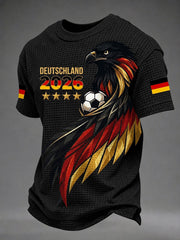 Herren-Waffelpiqué-T-Shirt mit deutschem Fußballfan-Print