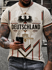Herren-T-Shirt mit deutschem Fußballfan-Print und kurzen Ärmeln