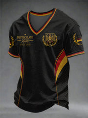 Herren-Fußballfan-V-Ausschnitt-T-Shirt Deutschland