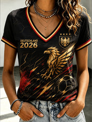 Damen-Fußball-T-Shirt aus Deutschland mit kurzen Ärmeln