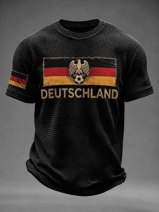 Herren-Deutschland-Fußball-Waffelkurzarmshirt
