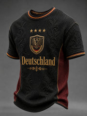 Herren-Fußball-Waffelpiqué-T-Shirt mit Deutschland-Druck
