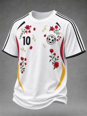 Herren-T-Shirt im Deutschland-Stil mit Blumenmuster und kurzen Ärmeln