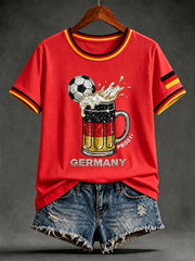 Damen-Artprint-T-Shirt mit kurzen Ärmeln, Deutschland-Design