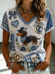 Oktoberfest-Damen-T-Shirt aus München mit Dackelmotiv