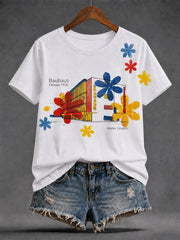 Damen-T-Shirt mit Bauhaus-inspiriertem Kunstdruck