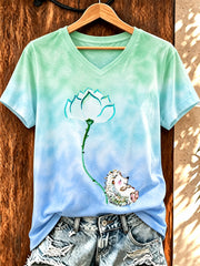 Frauen Lustiges Igel Print T-Shirt