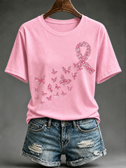 Kurzärmeliges T-Shirt für Frauen zum Thema Brustkrebs