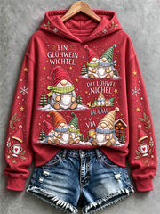 Weihnachts-Kapuzenpullover für Damen mit Muster, lässig