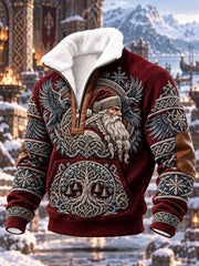 Herren-Viking-Weihnachtsmann-Kapuzenpullover mit Reißverschluss