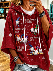 Weihnachts-Hoodie für Damen mit kurzem Ärmel und Print